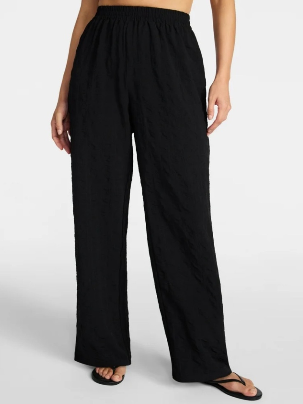 Time and Tru Black Wide-Leg Elastic Waist Pants - Picture 1 of 6